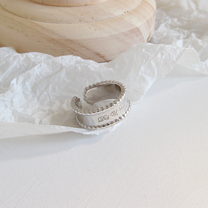 Fashionable Personality Simple Round Bead Wide Face English Ring