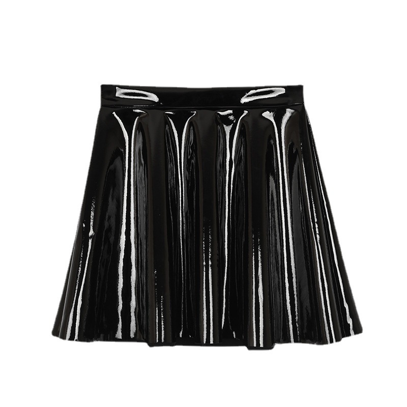 Ladies Fashion New PU Leather Shiny Skirt