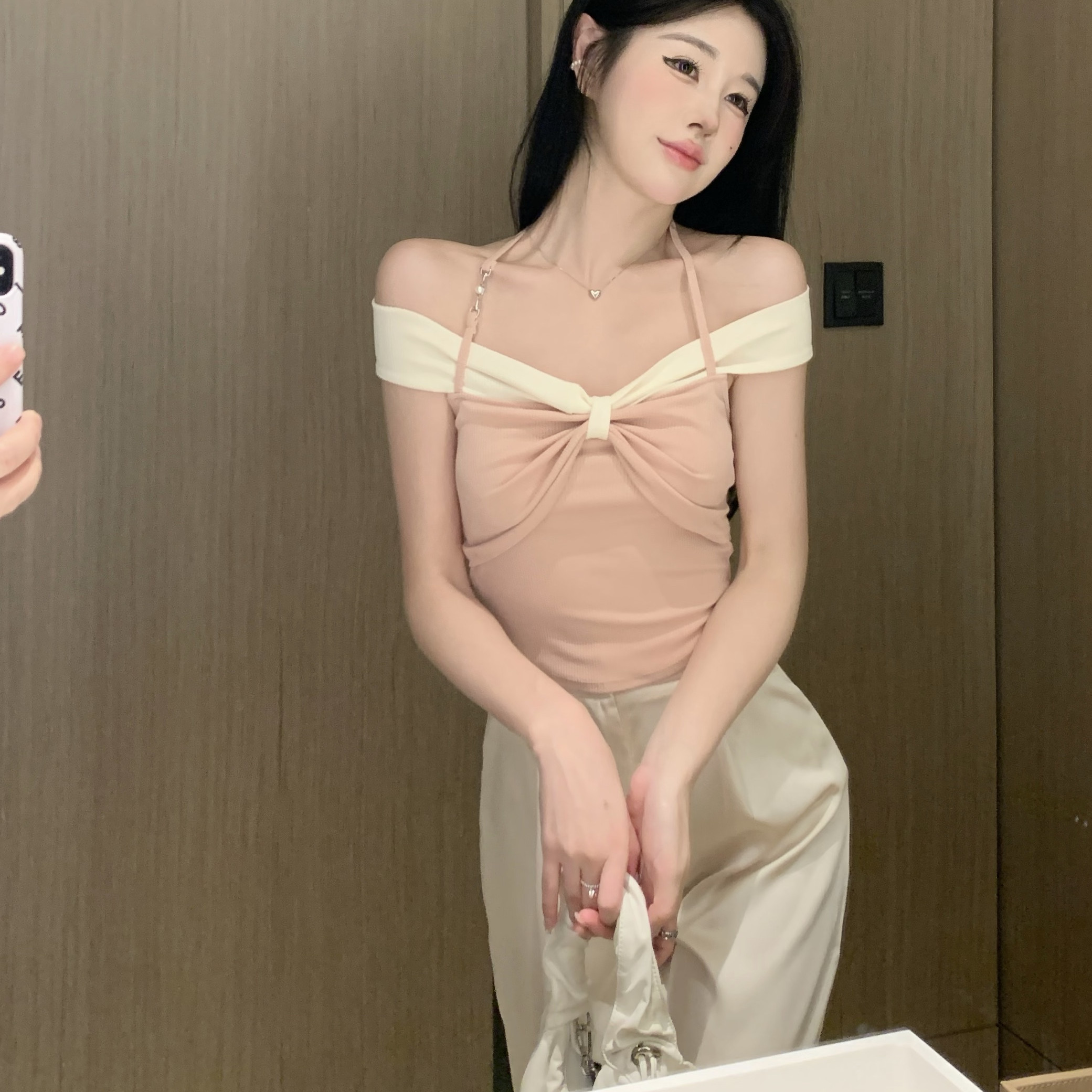 One-shoulder Short Design Niche Top