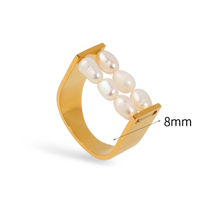 Double Stacked Irregular Rectangular Titanium Steel Ring