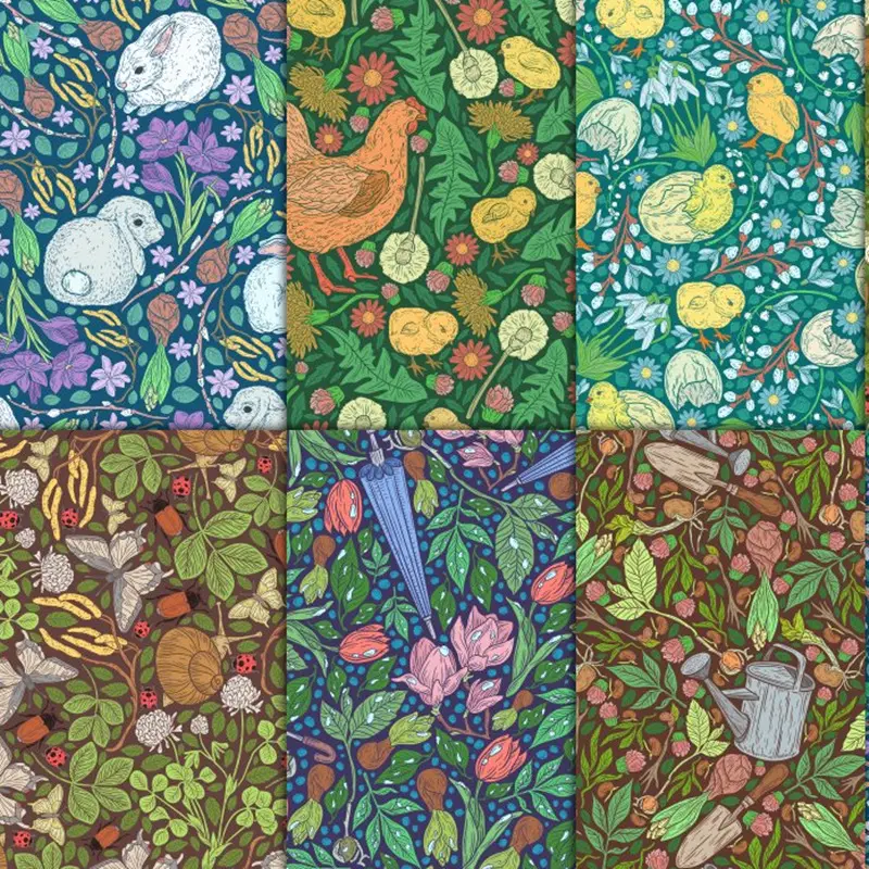 Plain Cotton Fabric Nordic Style Retro Printing