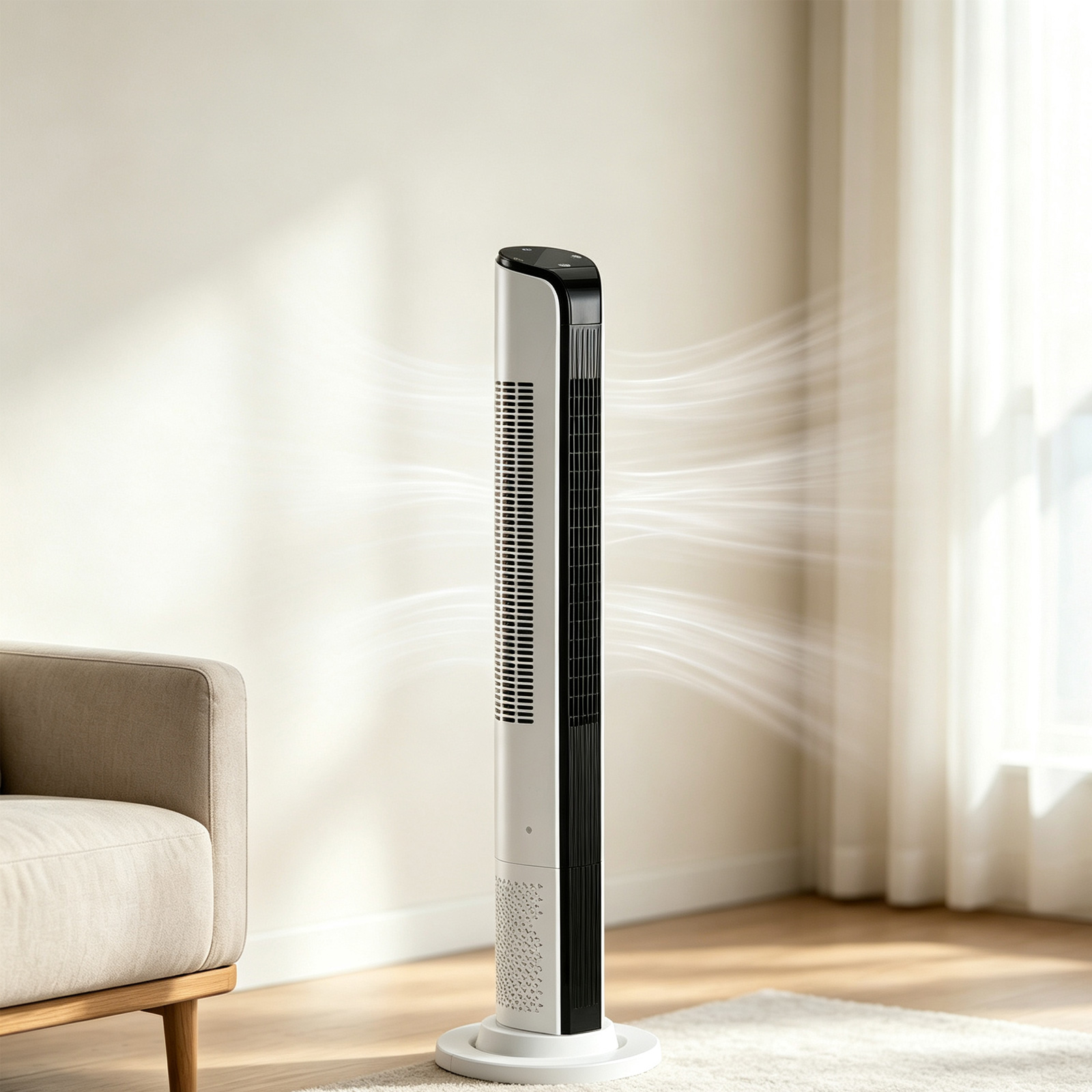 42 Inch Smart Tower Fan, 110V 65W All-Copper Motor Bladeless Standing Fan, Remote WiFi APP Control, Digital Display, 3 Speeds 3 Modes, 12H Timer, Space Saving Tower Fan For Bedroom Living Room, No Wat — foto 5