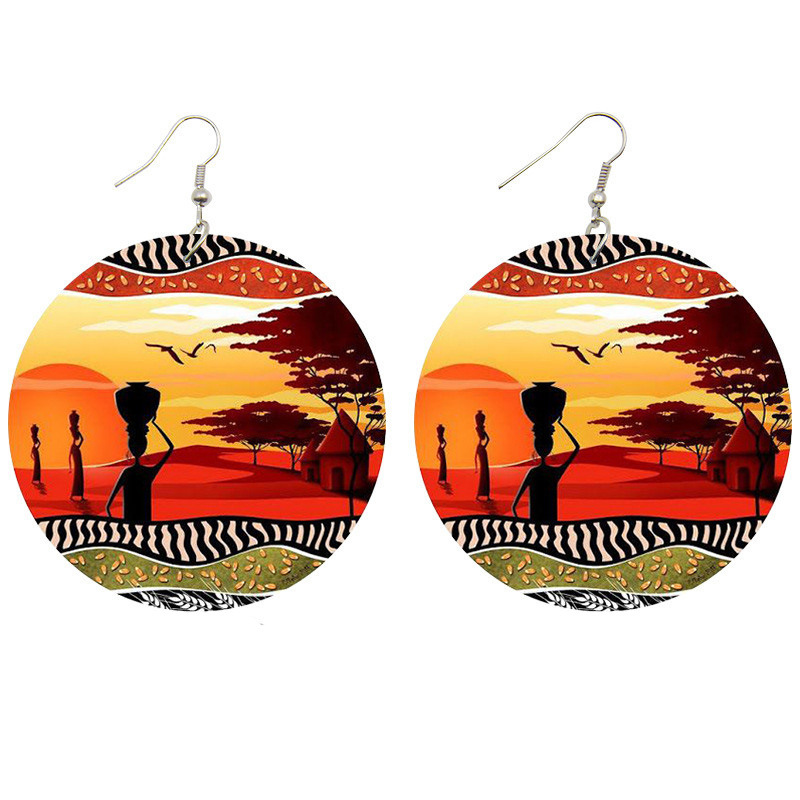 Title 3, African Vintage Wood Earrings Female Handmade U...