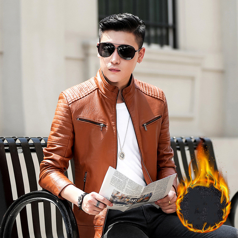 Handsome Motorcycle Leather Jacket Spring And Autumn