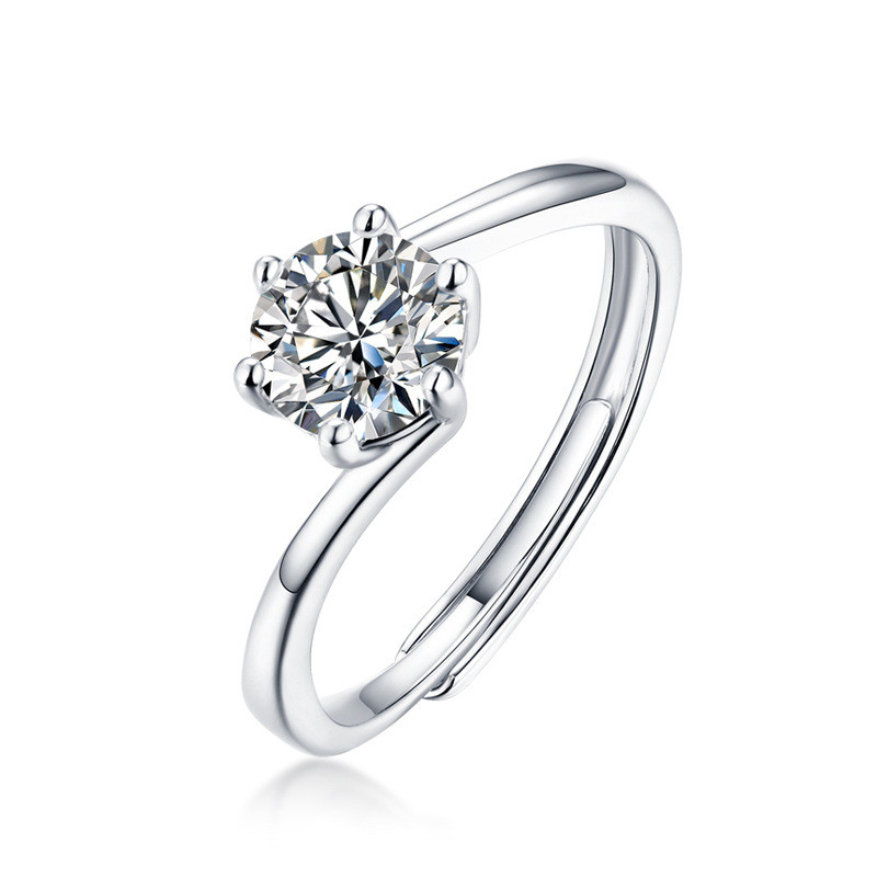 Sterling Silver Ring Female Moissanite Diamond Ring Female Personality Wild