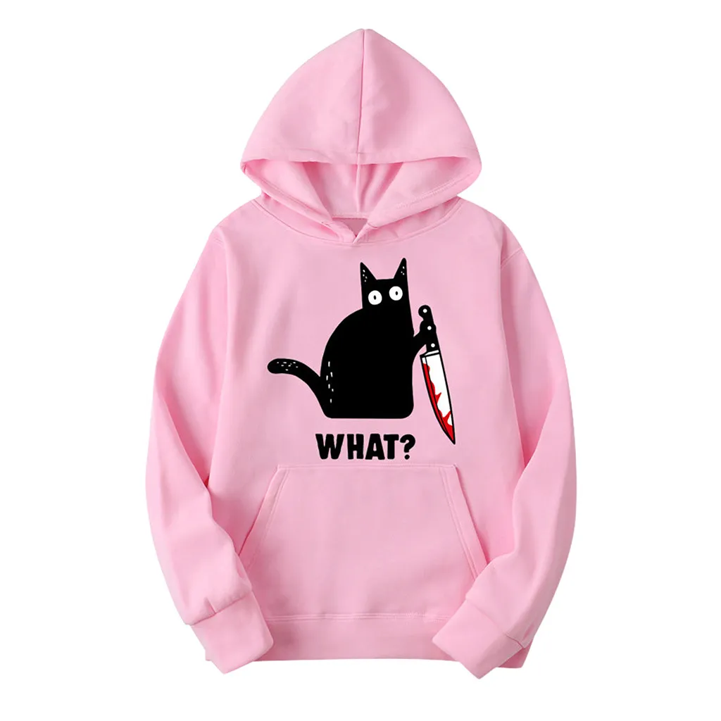 Sweatshirt Loose Hooded Student Wear Fashion Cartoon Print Sweater - Pink