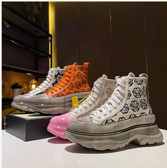 Thick-soled Printed Platform Shoes Sports And Leisure Glazing