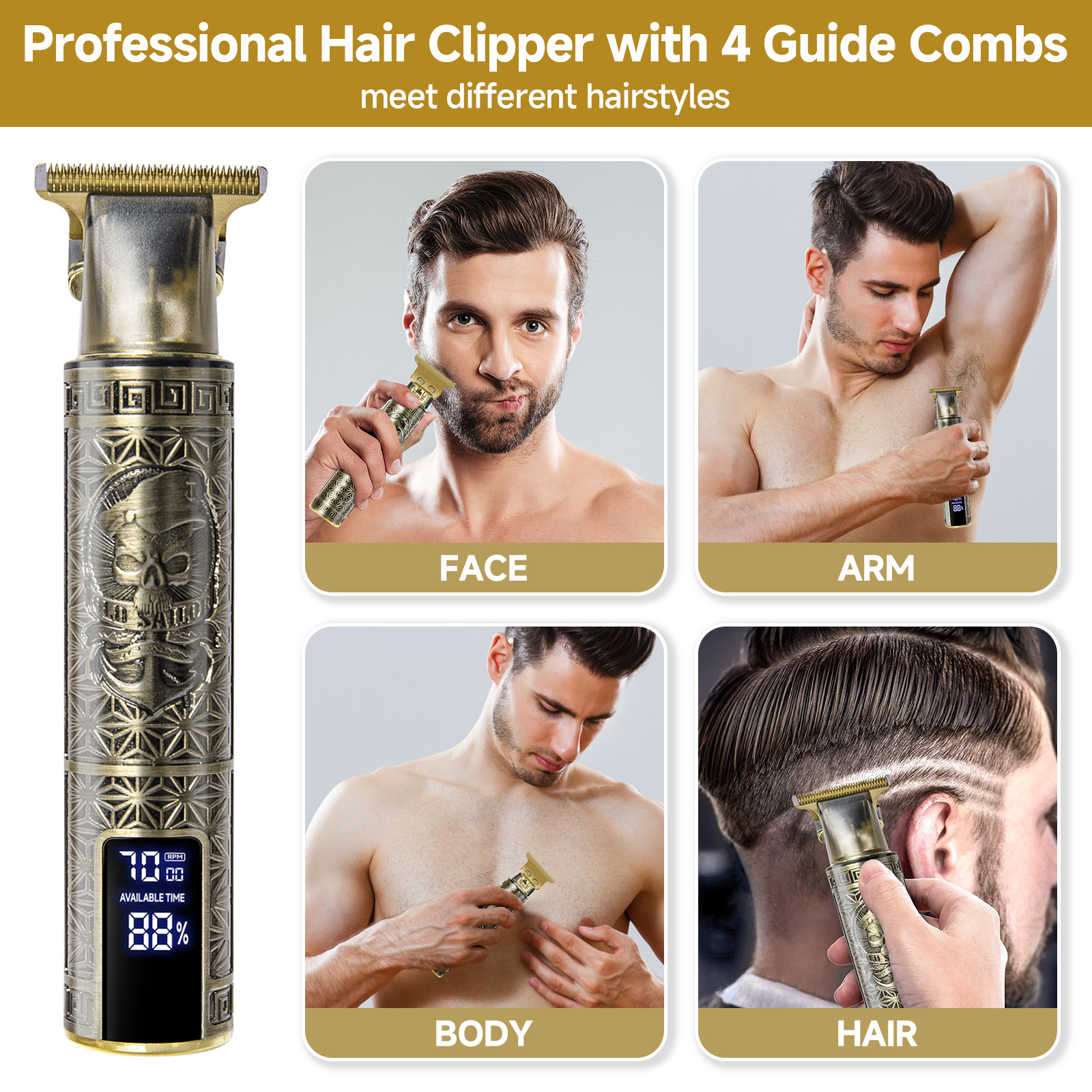 Professional Mens Hair Clippers Shaver Trimmers Machine Cordless Beard Electric — foto 17