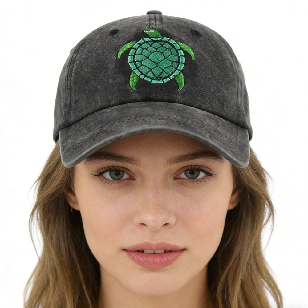 2pcs Sea Turtle Hat For Women Men, Funny Adjustable Embroidered Wild Animals Baseball Cap - Image 1