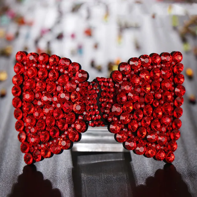 Korean Style Headdress Czech Diamond Jewelry Top Clip Horsetail Clip Leather Scarlet - Shop at LoveMi