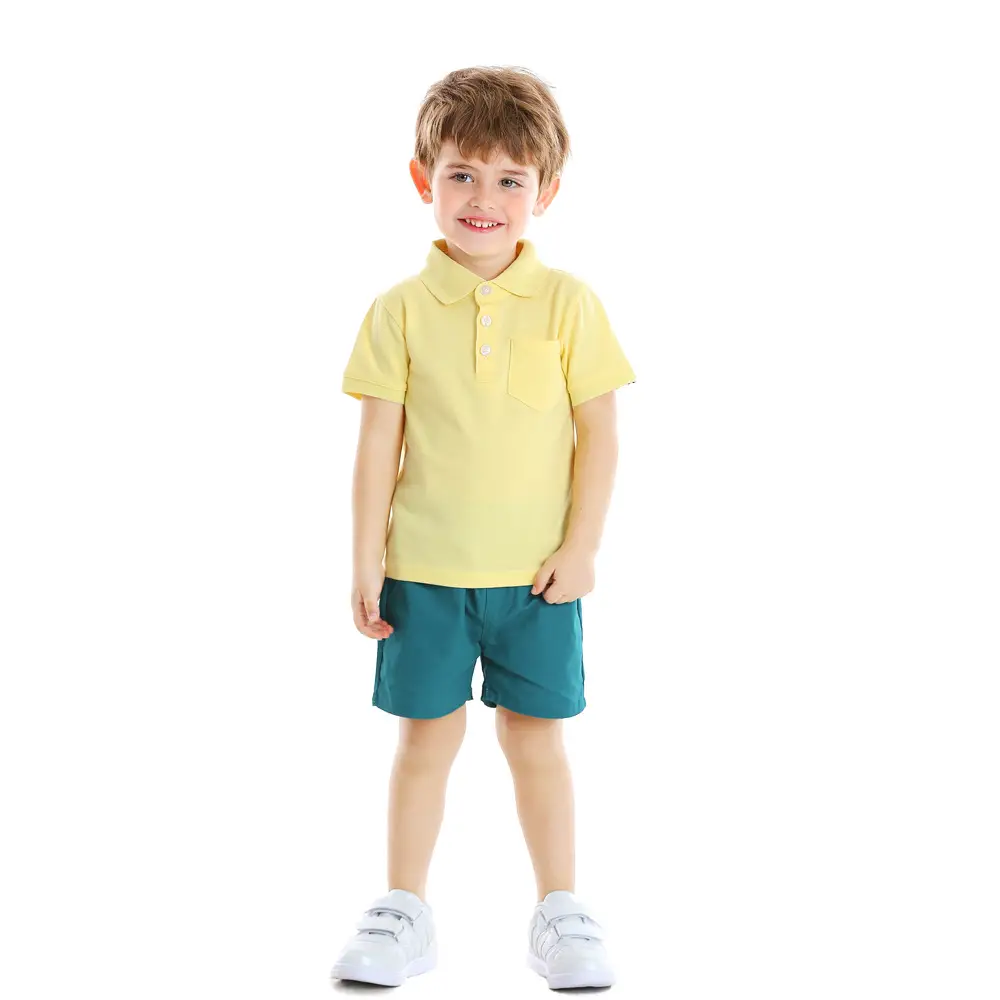 Children Short Sleeved T Shirt Breathable Lapel College Style