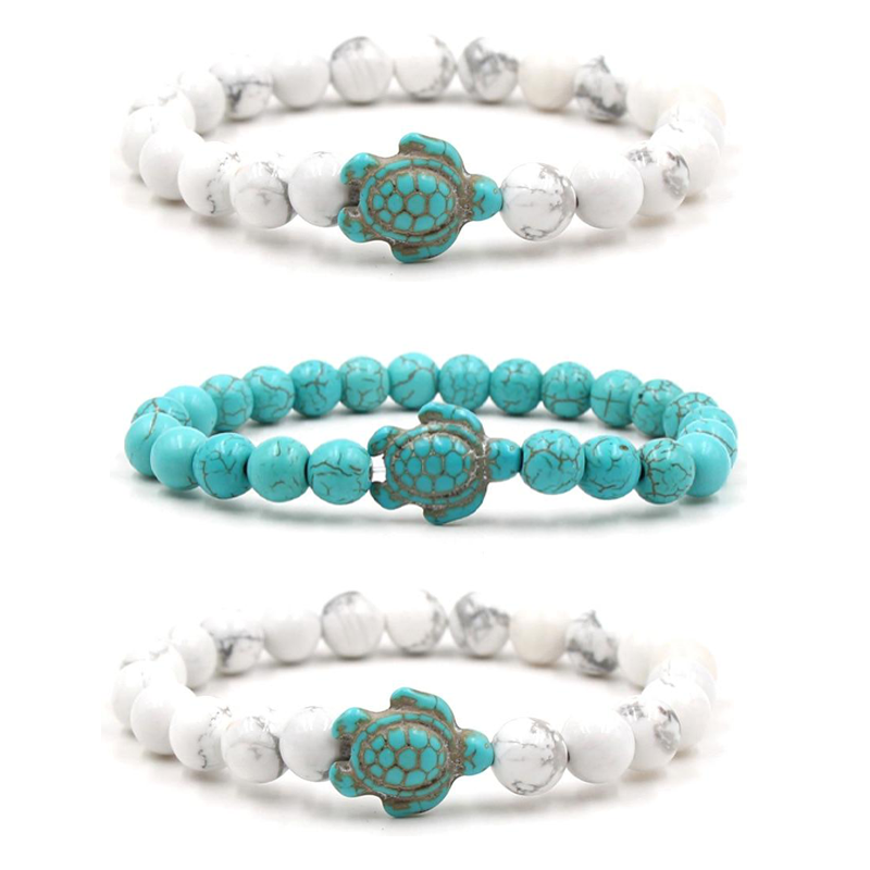 Volcanic Stone White Turquoise Variety Of Natural Stone Men's And Women's Elastic Bracelets