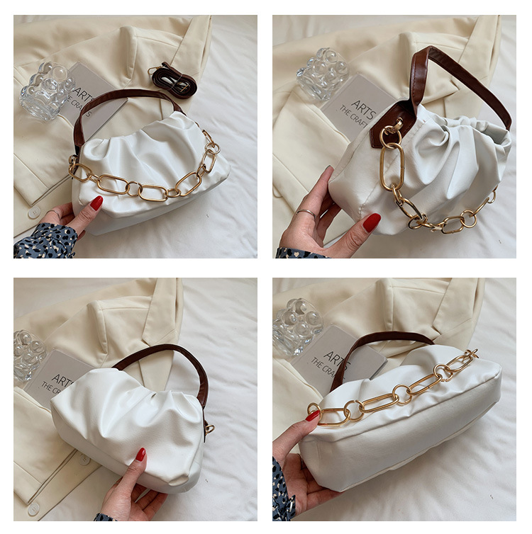 Title 6, Crossbody Pleated Armpit Bag Thick Chain Portab...