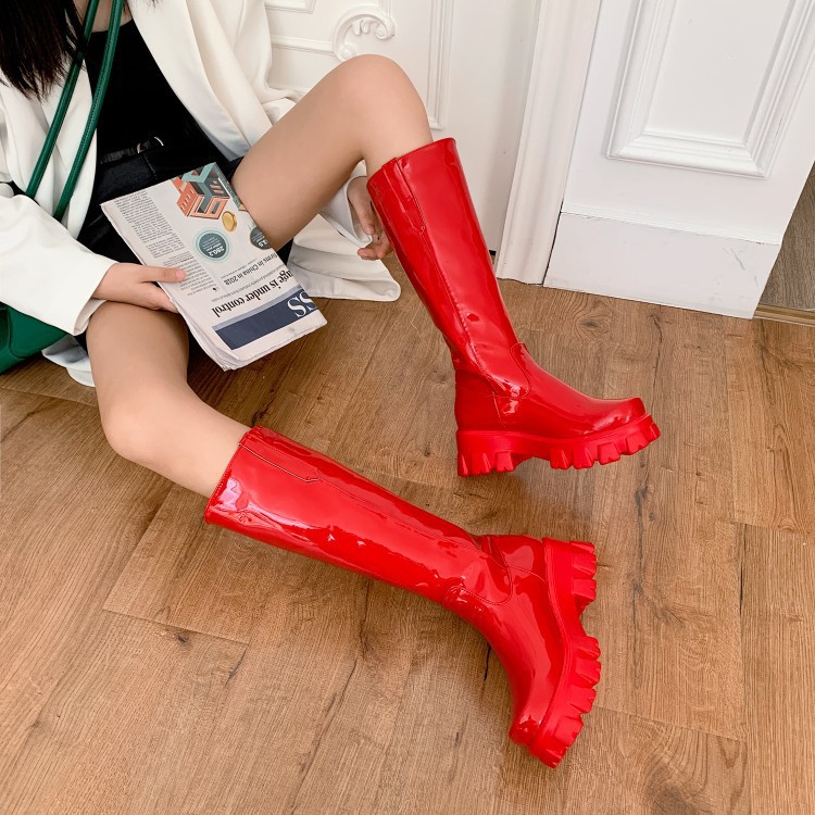 Title 2, Women Knee High Boots Wedges High Heels Platfor...