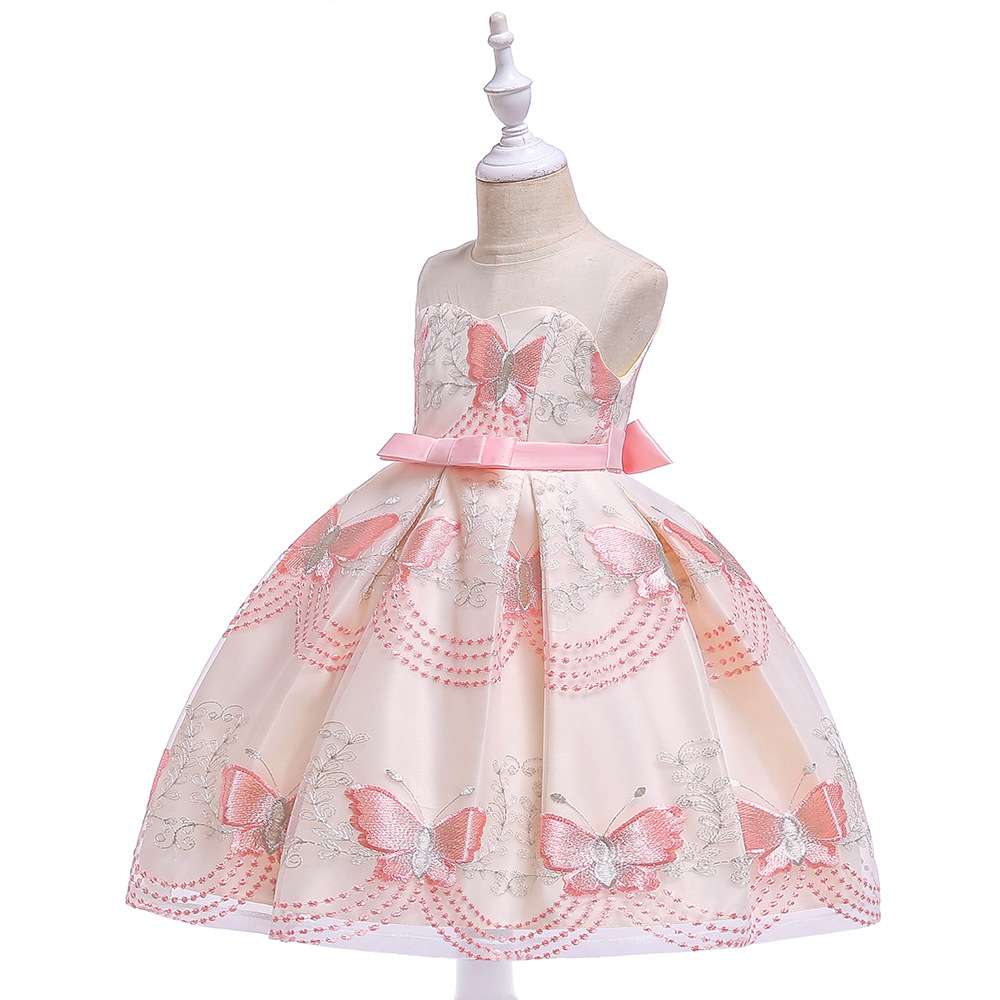 Embroidered For Big Children Tube Top Mesh Flower Girl Dress