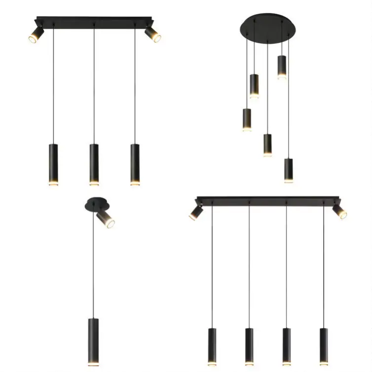 Angelina 6 - Light Matte Black Kitchen Island Pendant No Bulb