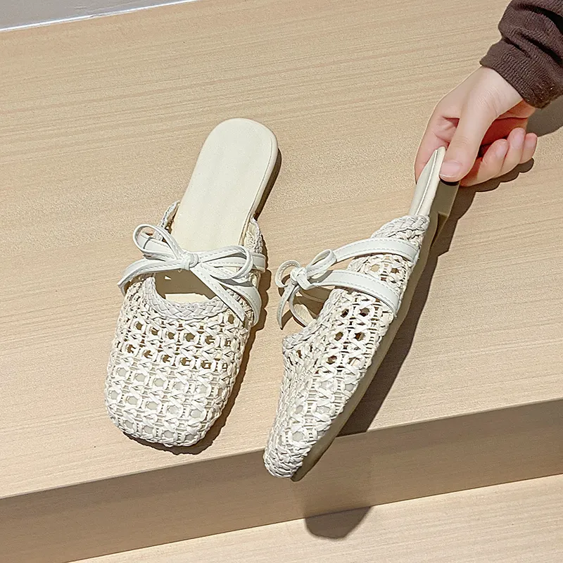 2026 Hot French Woven Hollow Out Mules
