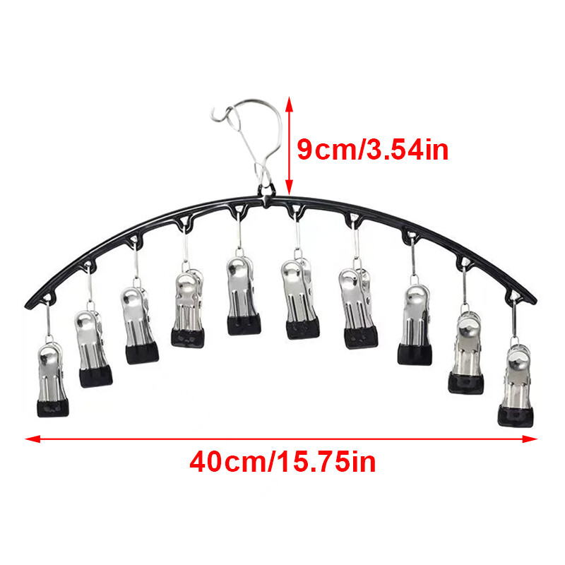 2X Stainless Steel Hanger With 10 Clips A Space-Saving Organizer For Closet M