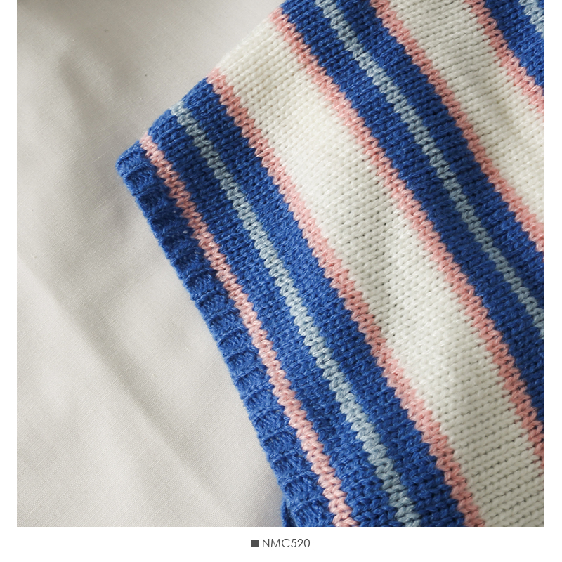 French Care Stripe Cropped Navel Halter Knit Tank Top