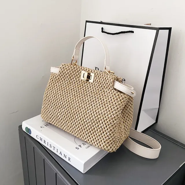 Fashion One shoulder Messenger Bag Women Summer All match Portable Straw Bag White - Shop at LoveMi