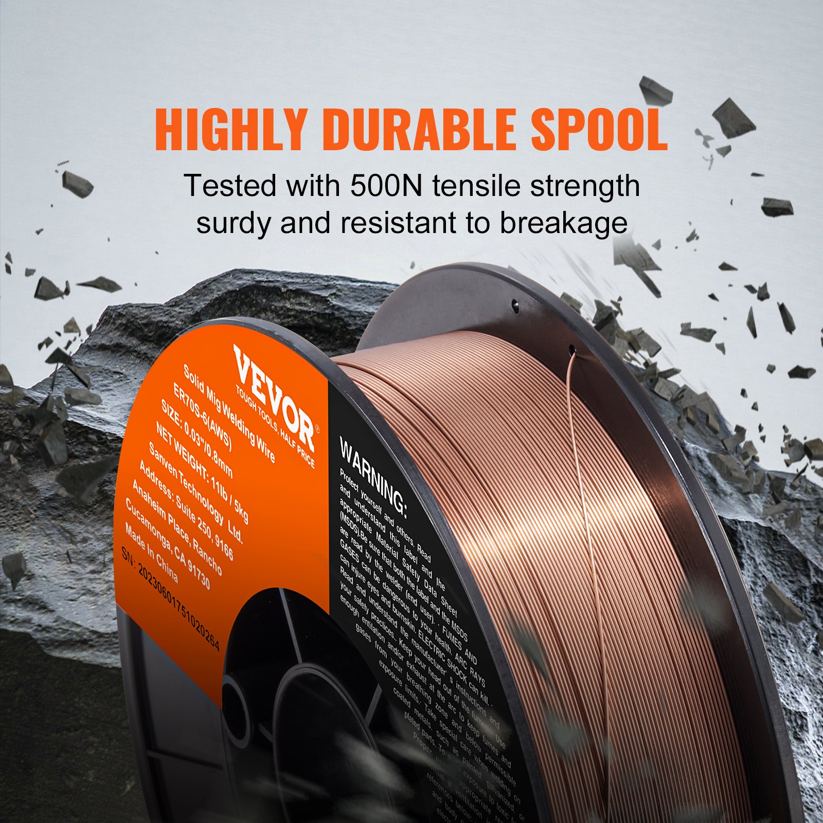 VEVOR Solid MIG Welding Wire ER70S-6 0.03-inch 11LBS Mild Steel MIG Welding Wire image 3