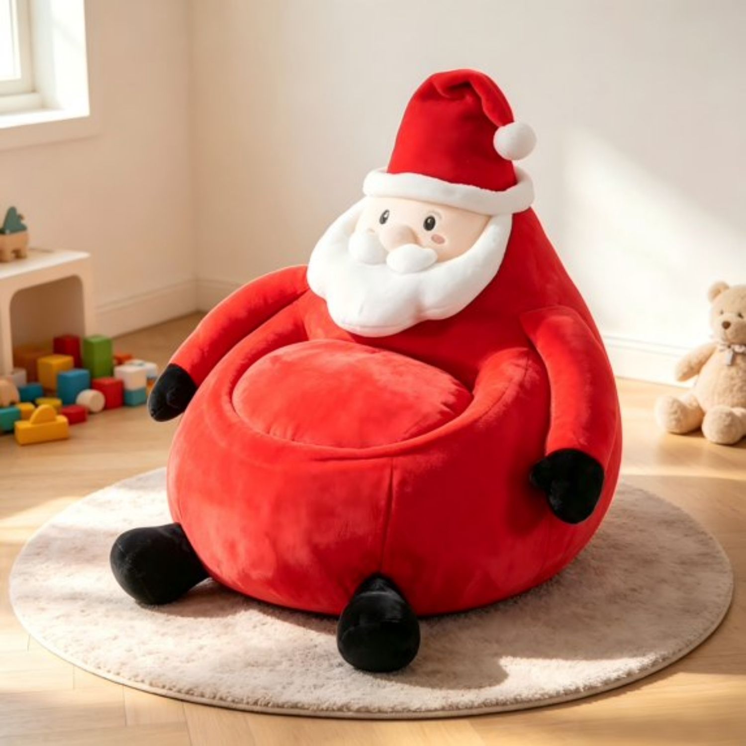 Kids Christmas Bean Bag Chair, Lazy Sofa With Removable Cushion, Soft Comfy Couch For Bedroom Living Room Holiday Decoration image 5