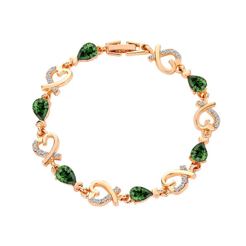 Hollow Love Bracelet with Rhinestones Fashion Temperament Heart-shaped Bracelet