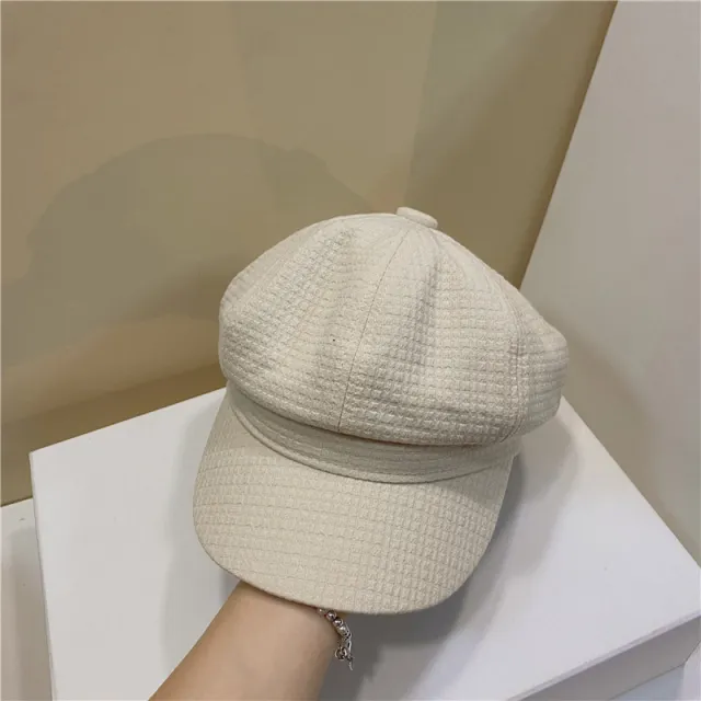 Women's Fashion Simple Solid Colour Octagonal Beret Beige - Shop at LoveMi