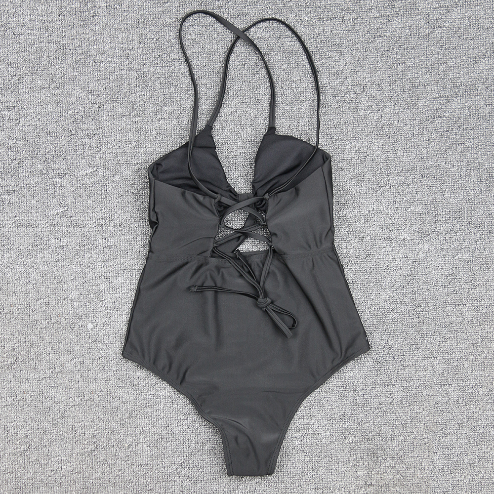 Cross Strap Ladies One piece Swimsuit Black - Shop at LoveMi