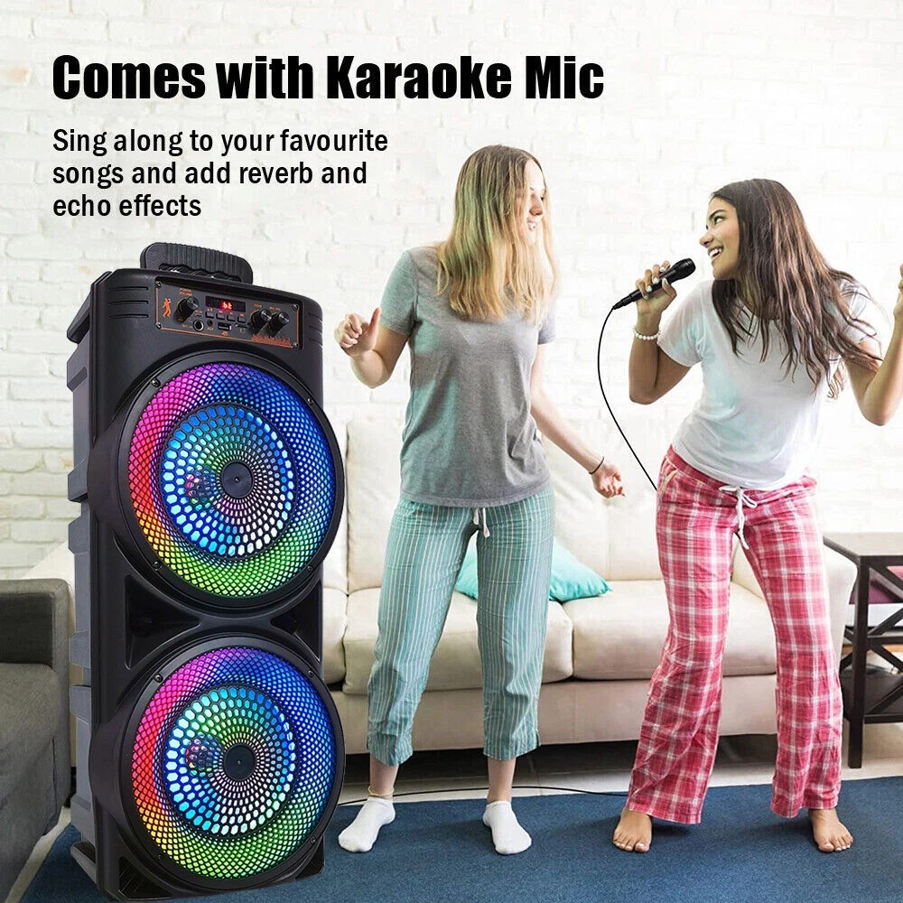 Portable Bluetooth Speaker Sub Woofer Heavy Bass Sound System Party Mic UK 12