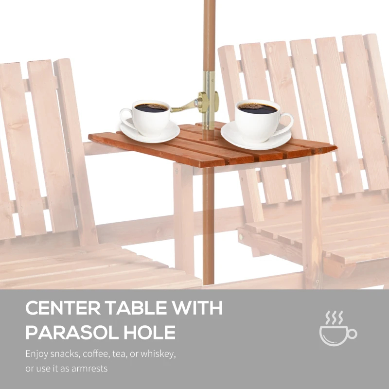 Patio Bench, Garden Bench With Middle Table And Umbrella Hole, Wooden Outdoor Bench For Patio, Porch, Poolside, Balcony, Orange — foto 8