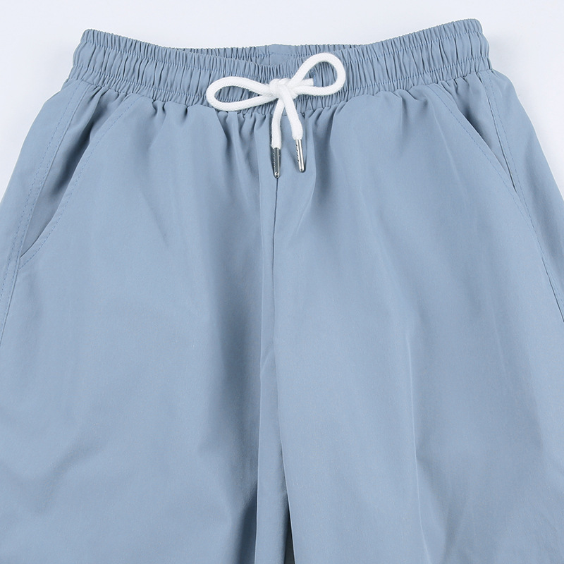 Title 3, Grey Blue Pleated Drawstring Casual Pants For W...