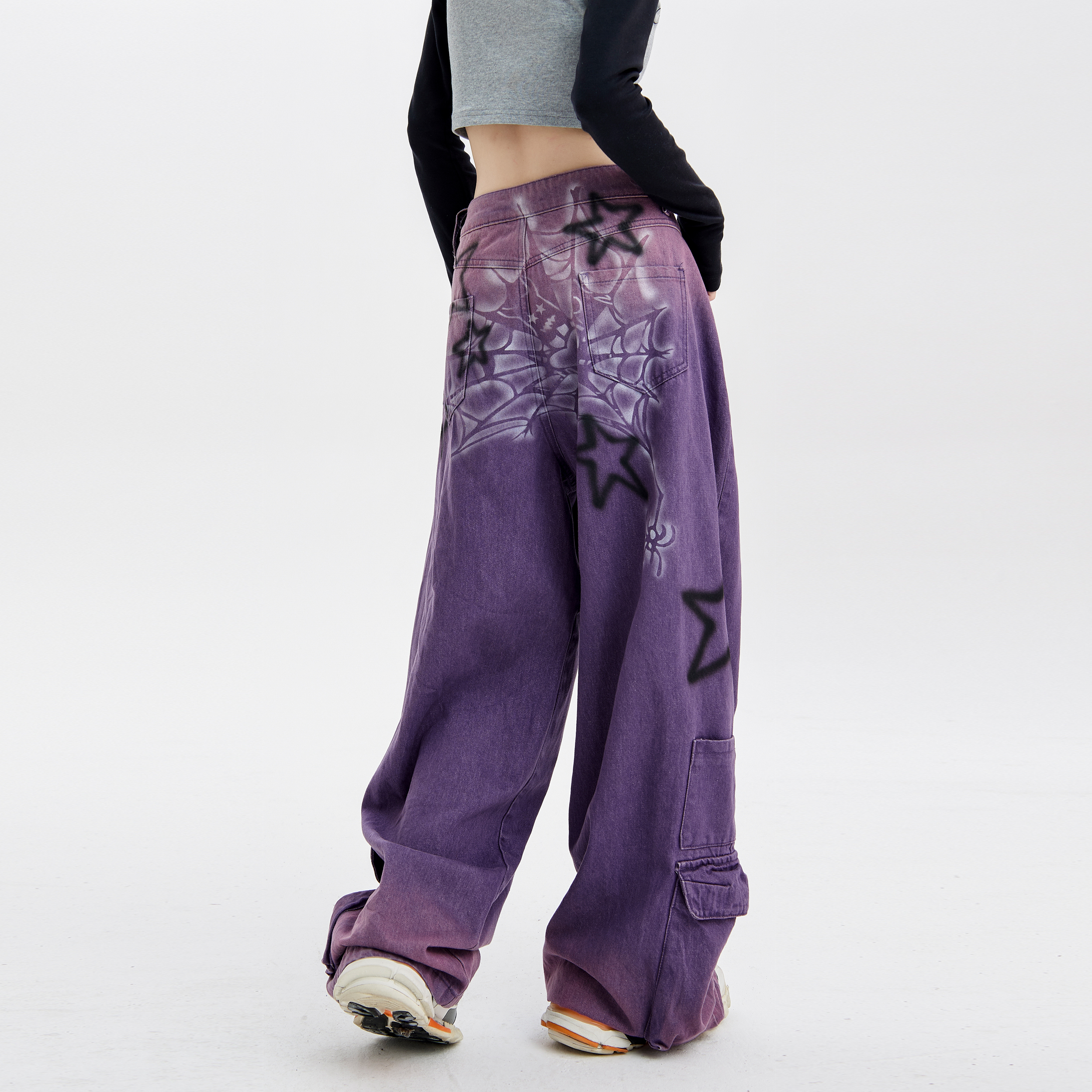 Title 7, Chaopai Purple Straight Leg Wide Leg Pants