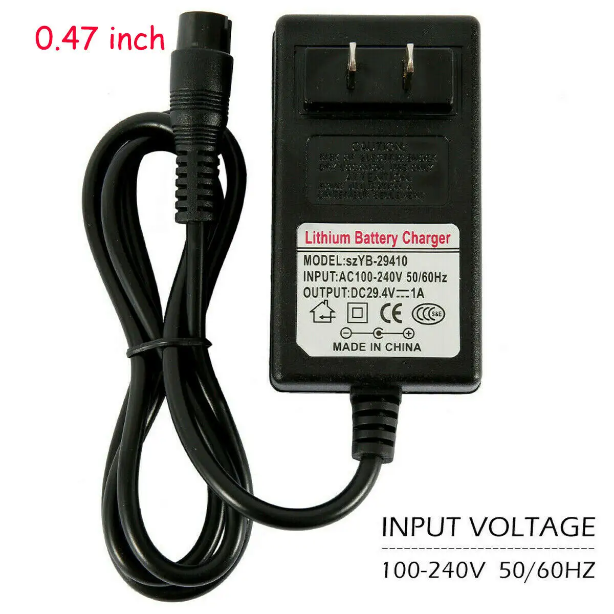 Charger, Balance Car, 3-hole, 24V 1A, US