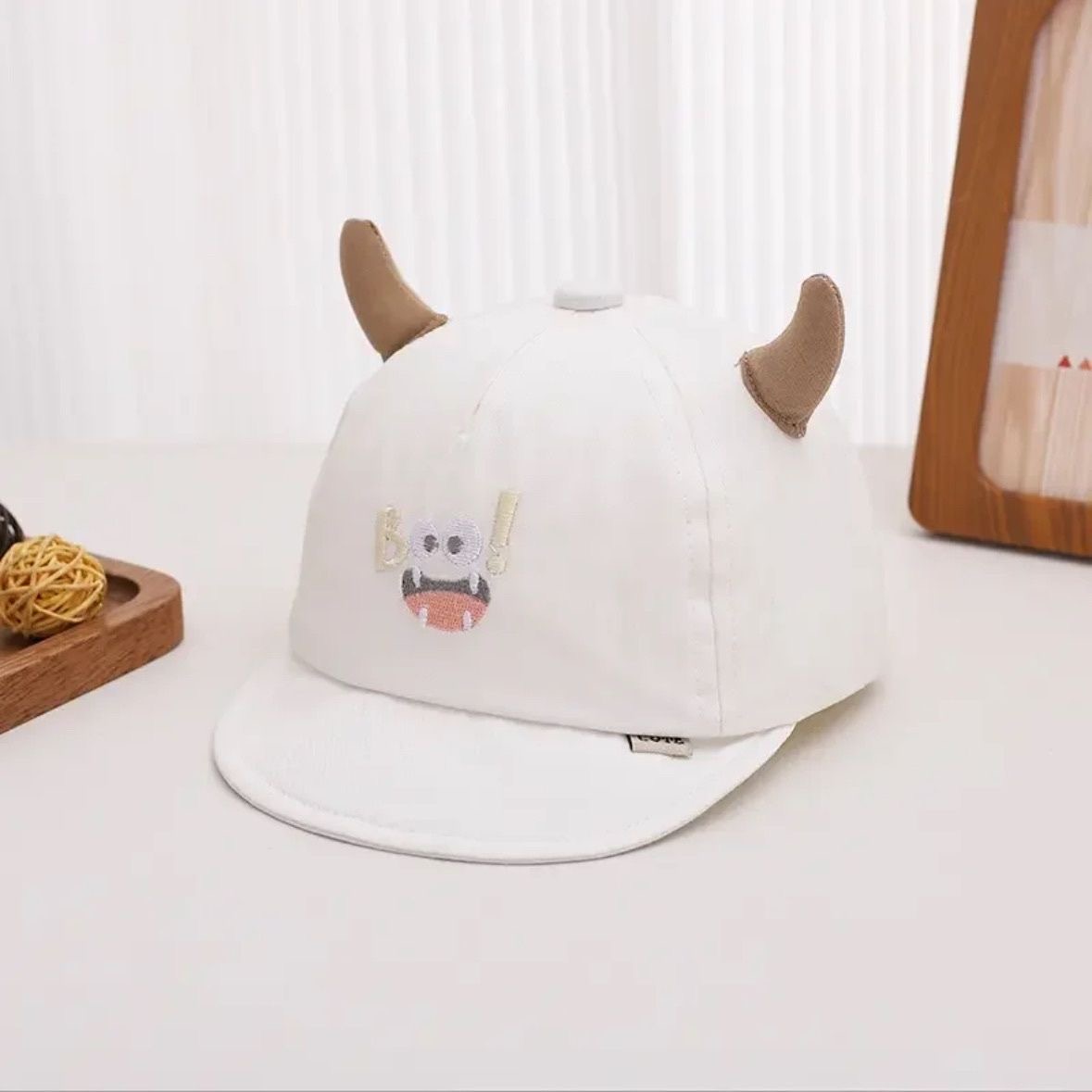 Summer Baby 3D Horned Monster Boo Monster Cute Expression Embroidered Soft Cute Kids' Style Baseball Cap Suitable For Daily Use