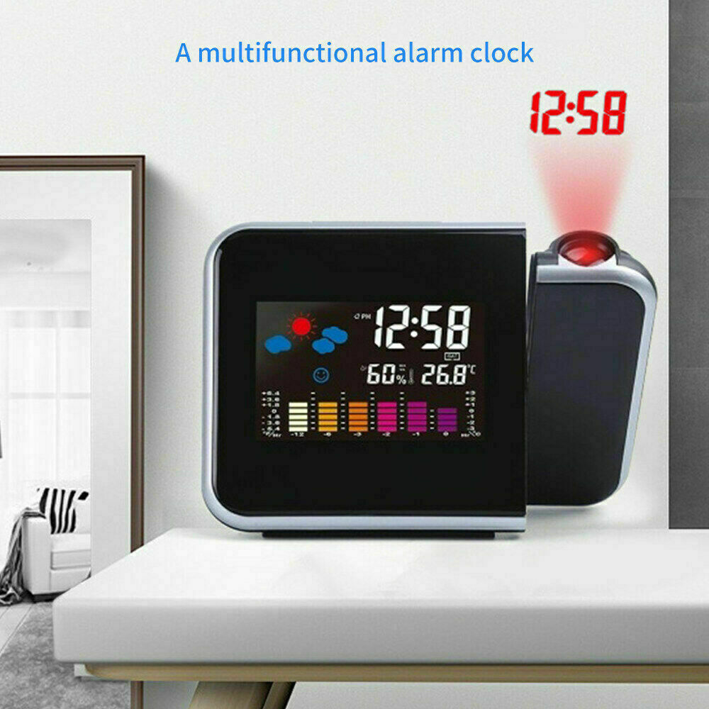 Smart Alarm Clock Digital LED Projector Temperature Time Projection LCD Display 13