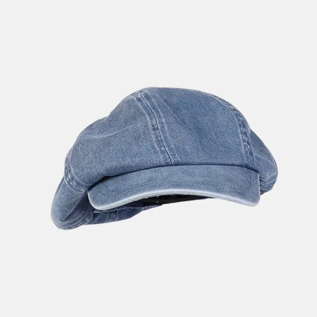 Denim Big Head Circumference Sun Protection Painter All match Retro Octagonal Hat Light Blue - Shop at LoveMi