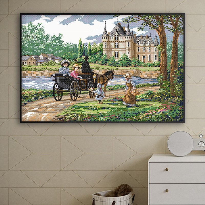 Landscape Cross Suburban Self-embroidered Fabric Decorative Painting