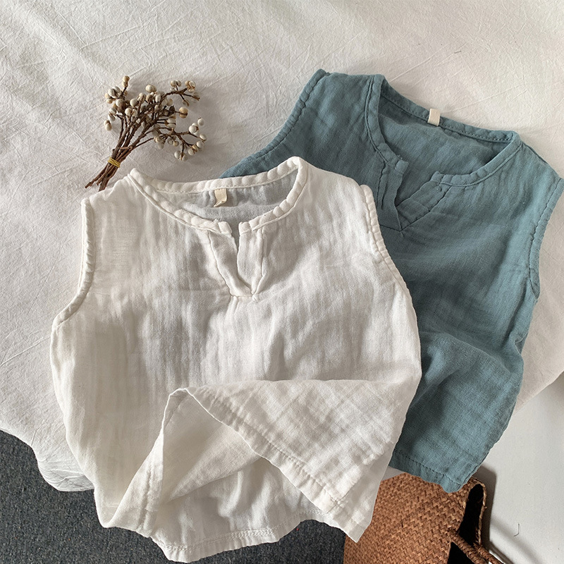 صدرية قطن للأطفال صيفية خفيفة وناعمة دون أكمام