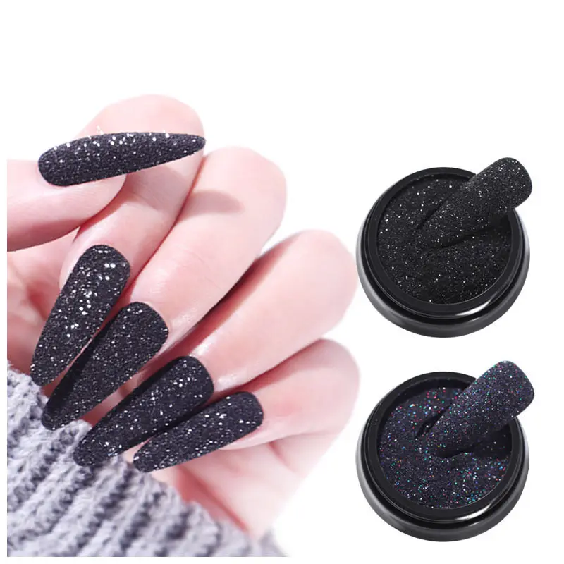 Nail Art Woolen Powder Starlight Black Gauze Sugar Art