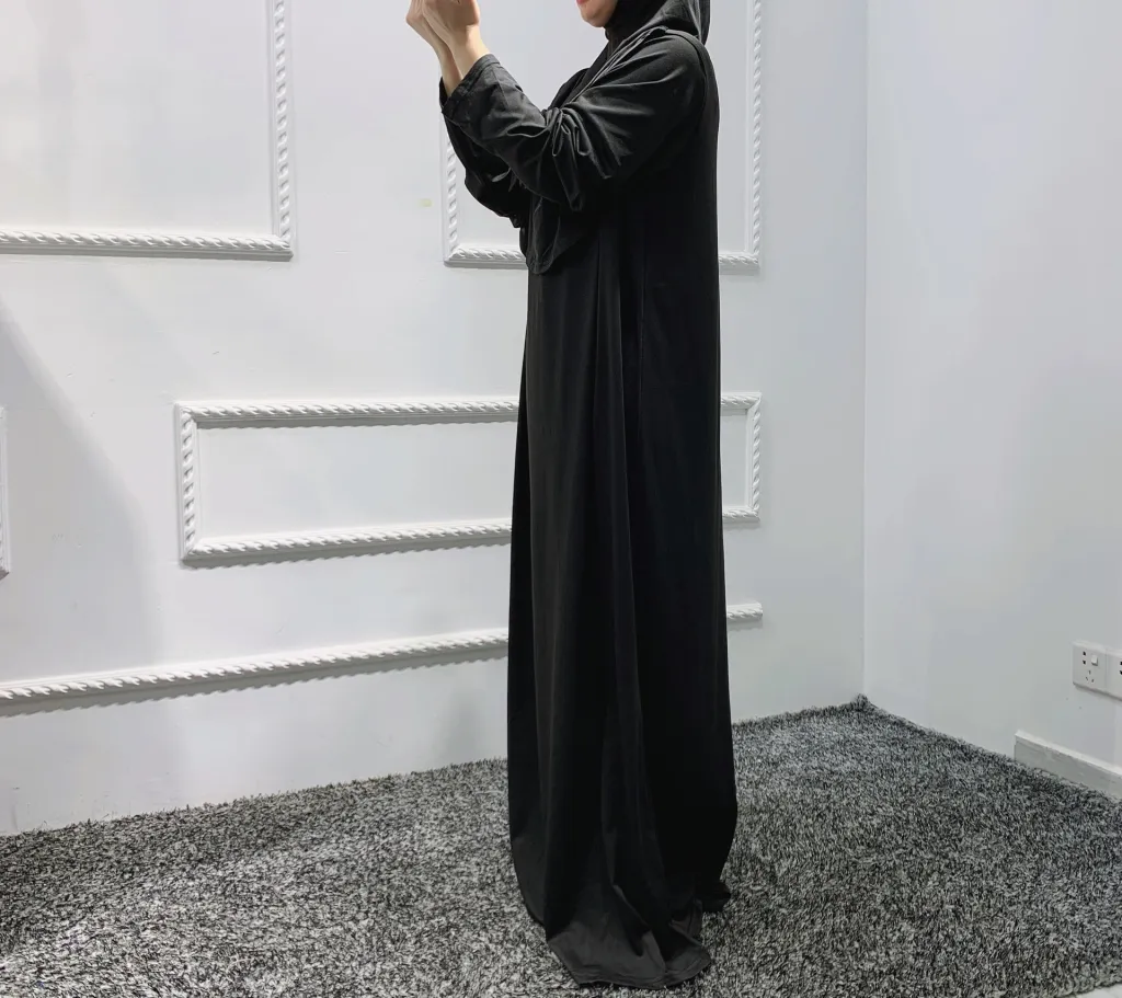 Solid One Size Hooded Robe Dress - Black