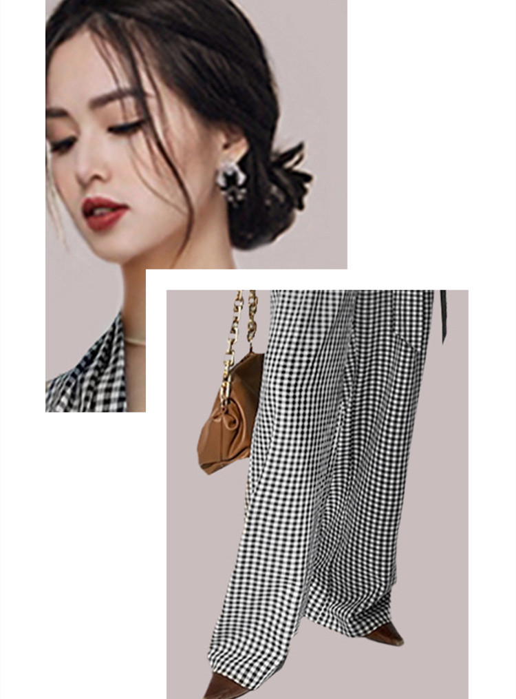 Title 5, Slim Dress Jumpsuit Wide-leg Pants Plaid