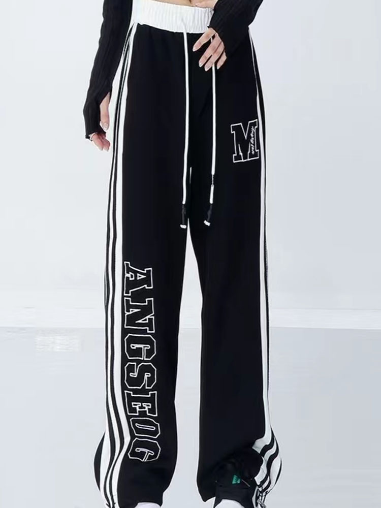 Women's Alphabet Side Stripe Straight Leg Sweatpants
