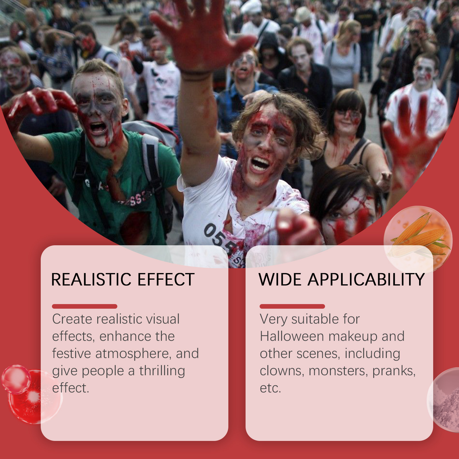 Halloween Fake Blood Makeup Kit, Realistic Artificial Blood Set For Clown Monster Cosplay Prank Party