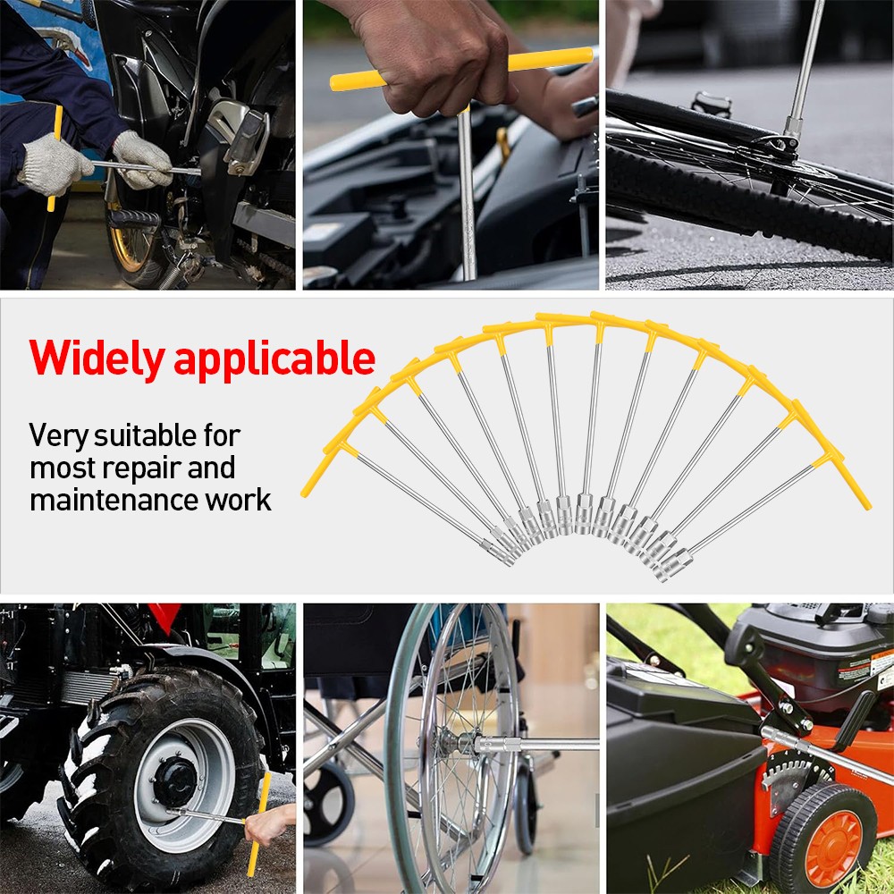 12 TEE HANDLE SOCKET WRENCH T BAR TYPE DEEP LONG REACH 8-19MM SPANNER NUT DRIVER