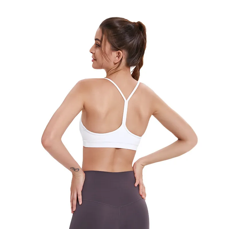 Cross Back Push Up Running Yoga Fitness Bra - White