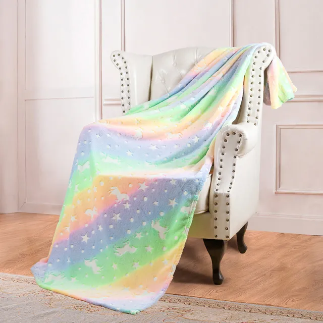 Double Sided Flannel Glowing Blanket Fluorescent Small Teal Pegasus - Shop at LoveMi
