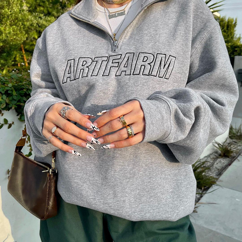 American Street Alphabet Mid Length Pullover Sweatshirt