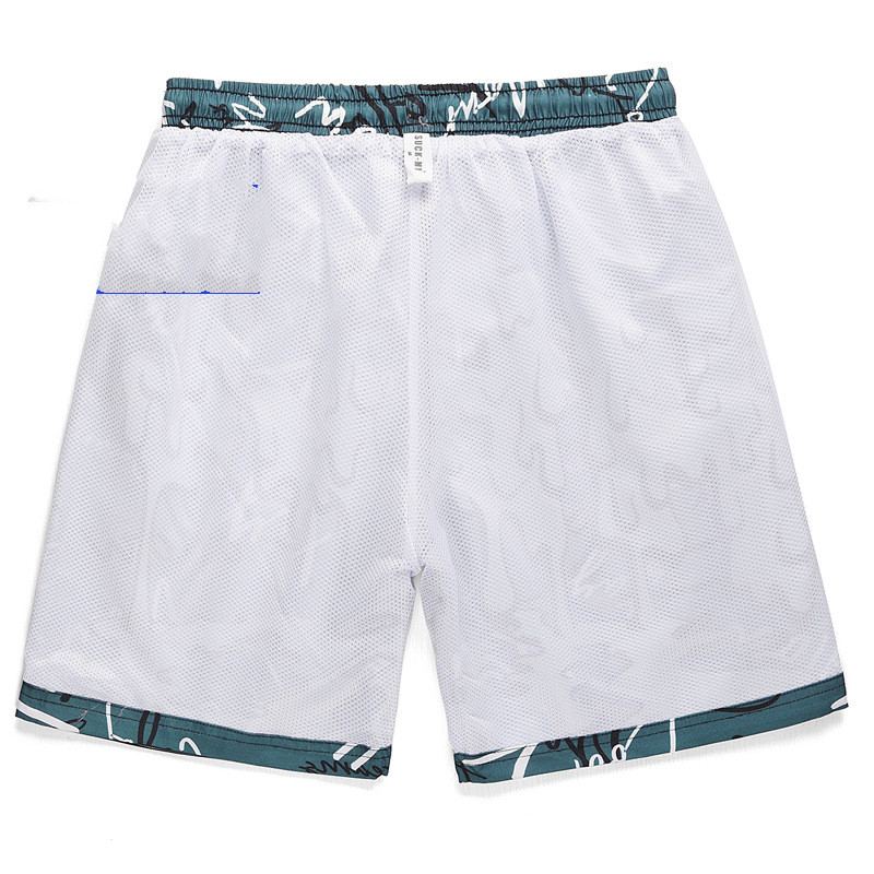 Loose Men's Beach Pants Summer Quick-drying Big Pants Hip-hop Five-point Printing Casual Pants