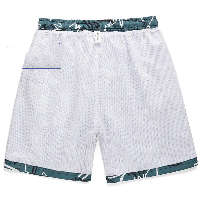 Loose Men's Beach Pants Summer Quick-drying Big Pants Hip-hop Five-point Printing Casual Pants